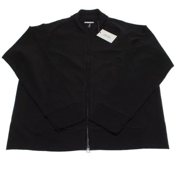 Orchard & Broome NWT Hester Full Zip Sweatshirt Size L Solid Black Cotton Blend